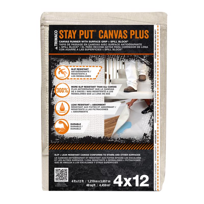 TRIMACO - Trimaco Stay Put 4 ft. W X 12 ft. L Canvas Drop Cloth 1 pk