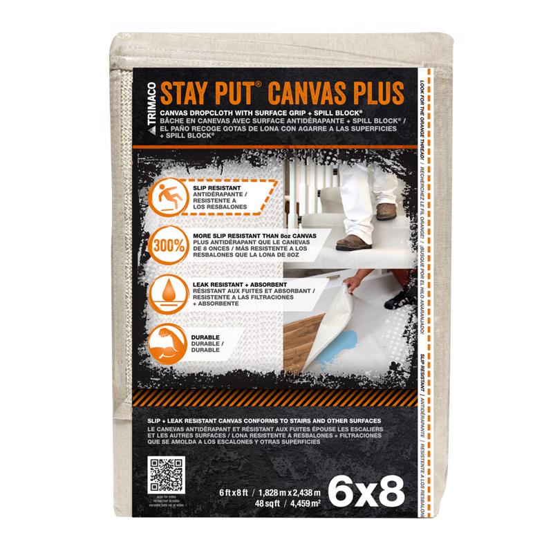 TRIMACO - Trimaco Stay Put 6 ft. W X 8 ft. L 8 oz Canvas Drop Cloth 1 pk