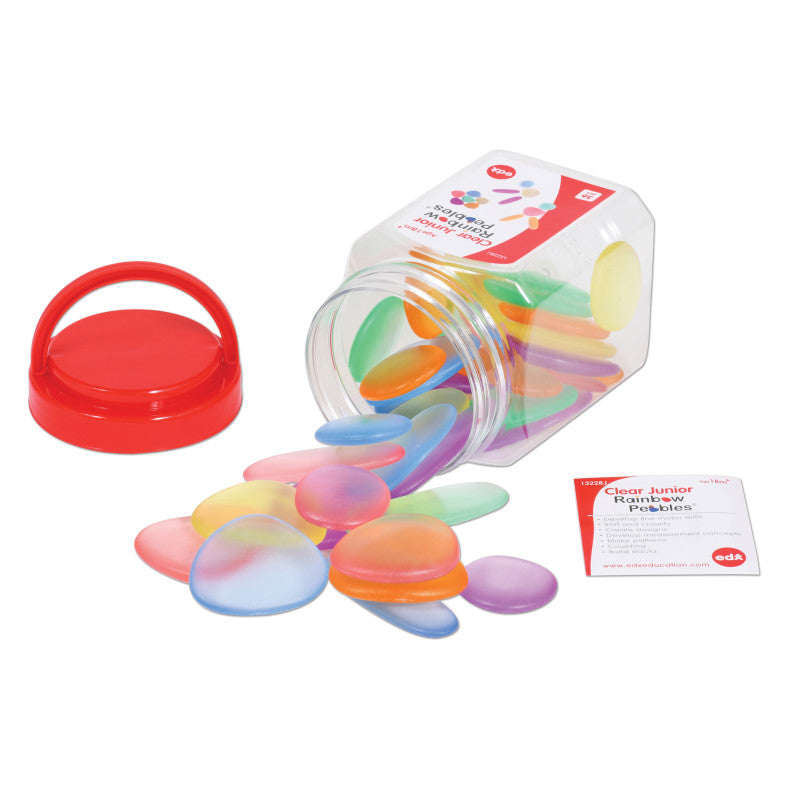 EDXEDUCATION - Junior Rainbow Pebbles® - Transparent - Mini Jar - Set of 36