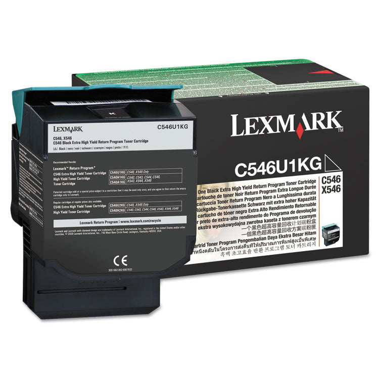 Lexmark - C546U1KG Return Program Extra High-Yield Toner, 8,000 Page-Yield, Black