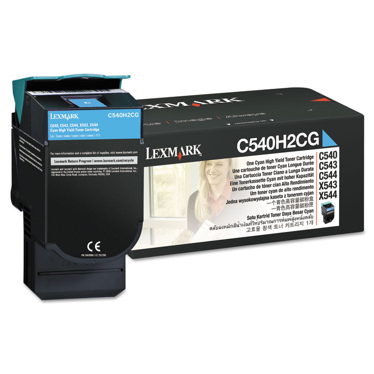 Lexmark - C540H2CG High-Yield Toner, 2,000 Page-Yield, Cyan