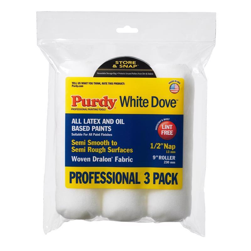 PURDY - Purdy White Dove Woven Fabric 9 in. W X 1/2 in. Paint Roller Cover 3 pk