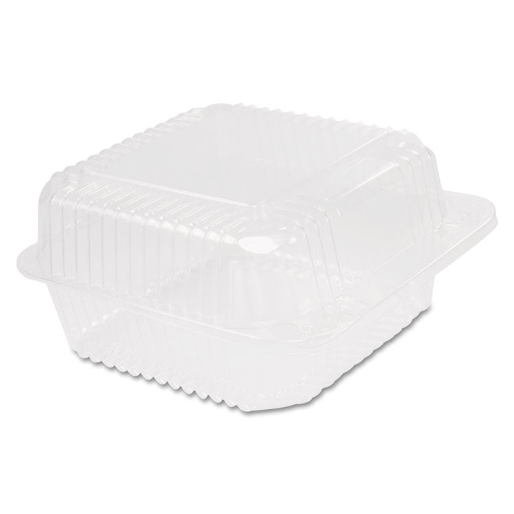 Dart - StayLock Clear Hinged Lid Containers, 6.5 x 6.1 x 3, Clear, Plastic, 125/Pack, 4 Packs/Carton