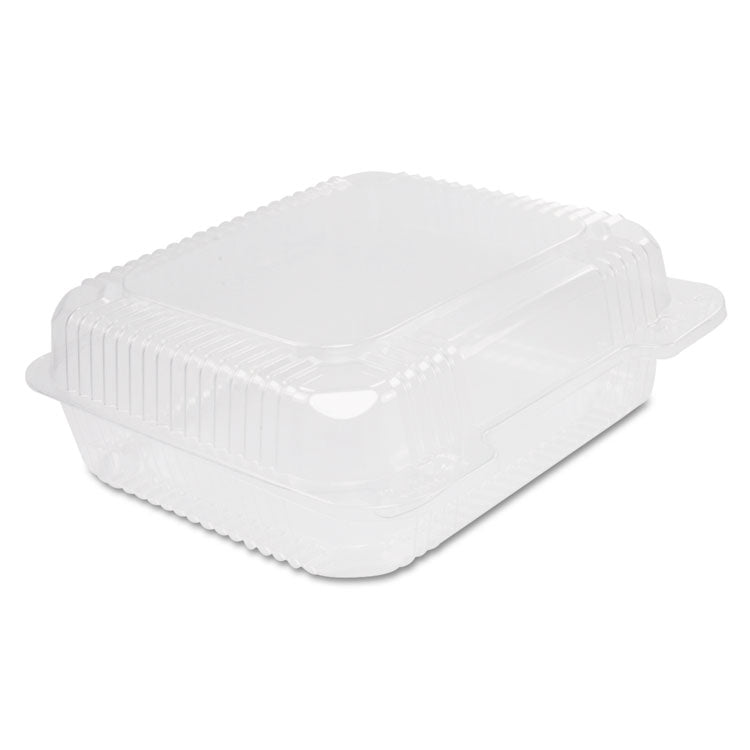 Dart - StayLock Clear Hinged Lid Containers, 7.8 x 8.3 x 3, Clear, Plastic, 125/Bag, 2 Bags/Carton