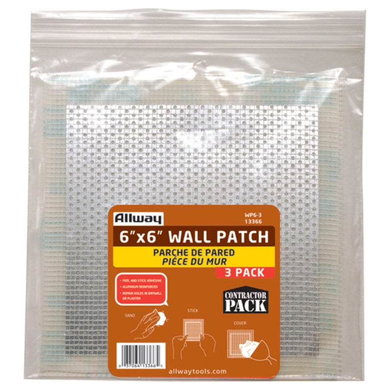 ALLWAY - Allway 6 in. L X 6 in. W Fiberglass White Self Adhesive Wall Repair Patch