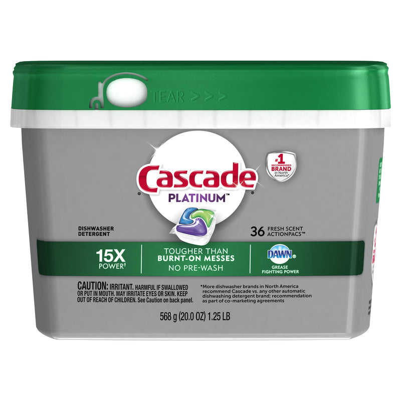 CASCADE - Cascade Platinum Actionpacs Fresh Scent Pods Dishwasher Detergent 20 oz 36 pk