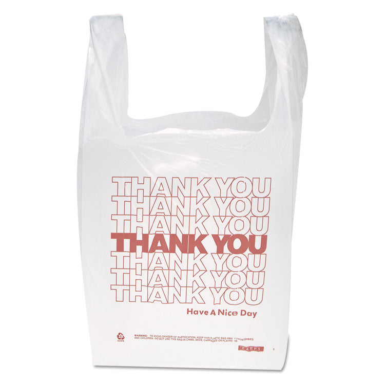 Inteplast Group - "Thank You" Handled T-Shirt Bag, 0.167 bbl, 12.5 microns, 11.5" x 21", White, 900/Carton