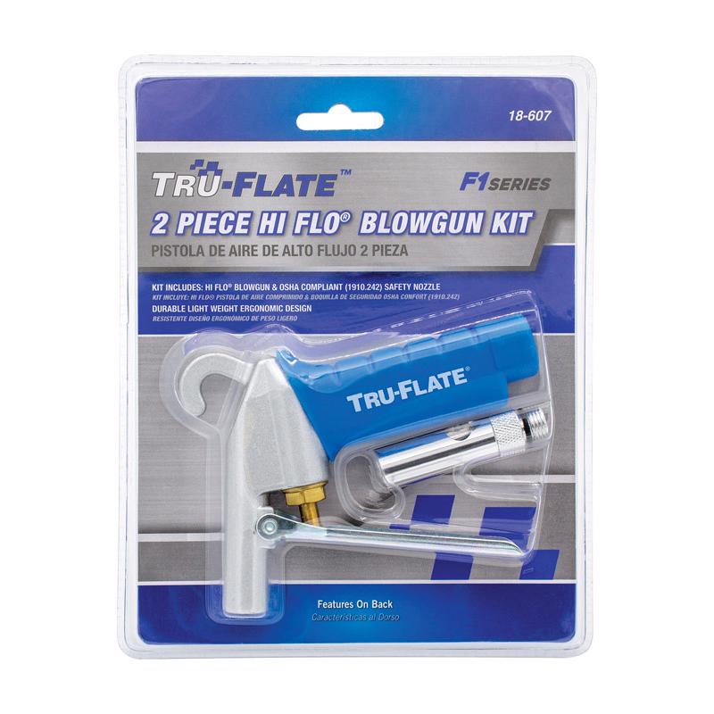 TRU-FLATE - Tru-Flate HI FLO Aluminum Air Blow Gun Kit 1/4 in. FNPT 90 psi 2 pc