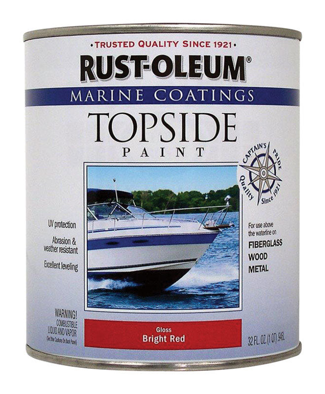 RUST-OLEUM - Rust-Oleum Marine Coatings Outdoor Gloss Bright Red Marine Topside Paint 1 qt - Case of 4