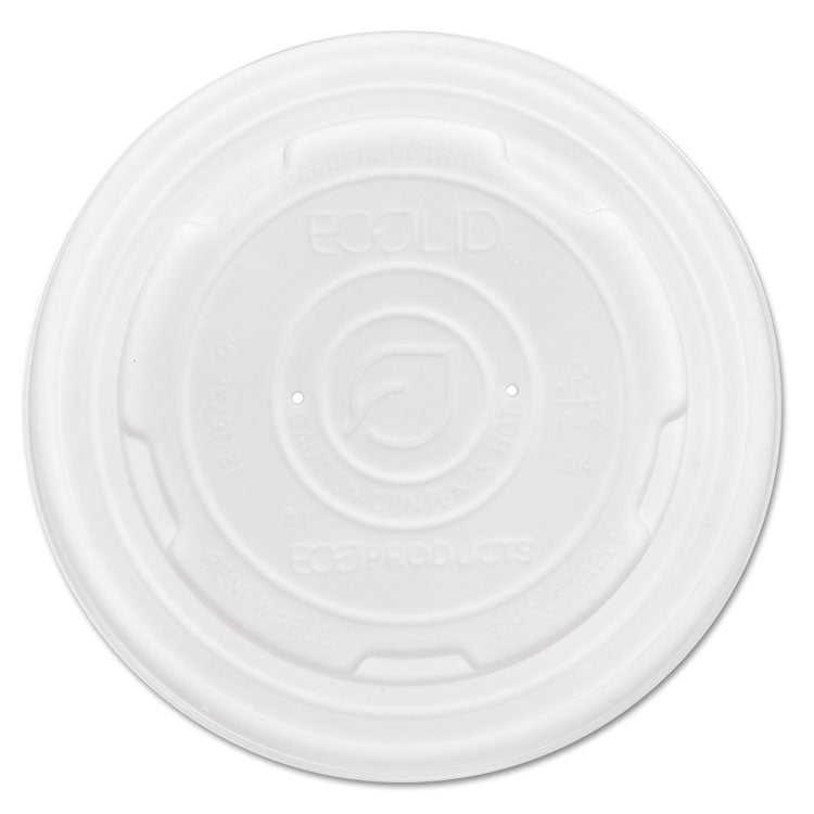 Eco-Products - World Art PLA-Laminated Soup Container Lids for 12 oz, 16 oz, 32 oz, White, Plastic, 50/Pack, 10 Packs/Carton