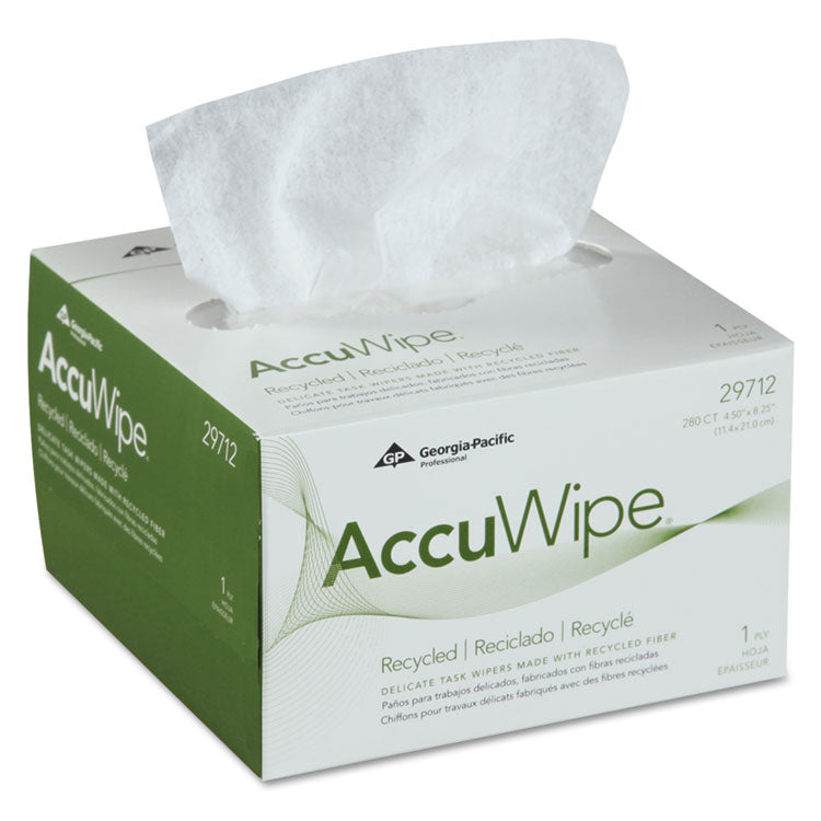 Georgia Pacific Professional - AccuWipe Recycled One-Ply Delicate Task Wipers, 4.5 x 8.25, White, 280/Box
