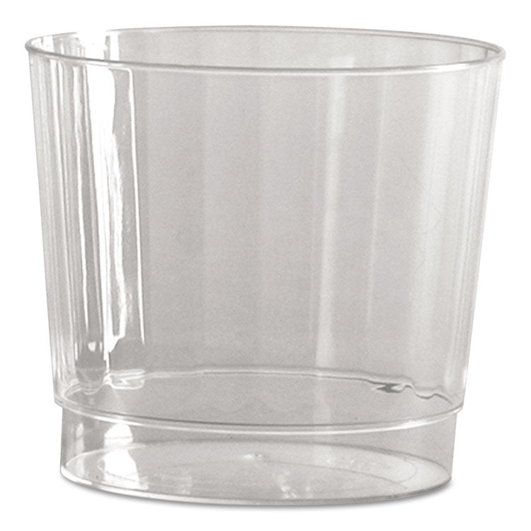 WNA - Classic Crystal Plastic Tumblers, 9 oz, Clear, Fluted, Rocks Squat, 20/Pack, 12 Packs/Carton