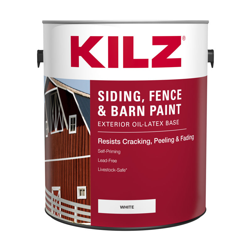 KILZ - KILZ Flat White Oil-Based Barn and Fence Paint Exterior 1 gal - Case of 4