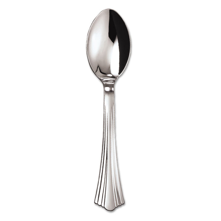 WNA - Heavyweight Plastic Spoons, Silver, 6 1/4", Reflections Design, 600/Carton