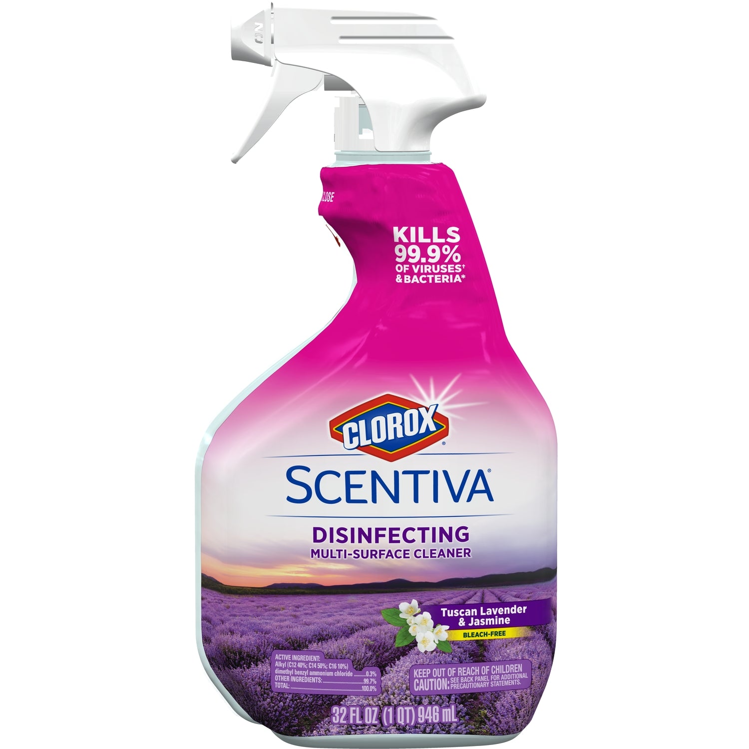 Clorox Scentiva Jasmine/Lavender Scent Deodorizing Multi-Purpose Cleaner Liquid 32 oz - Case of 9