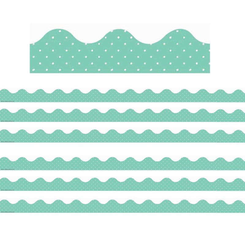 EUREKA - Simply Sassy Teal Polka Dots Deco Trim®, 37 Feet Per Pack, 6 Packs