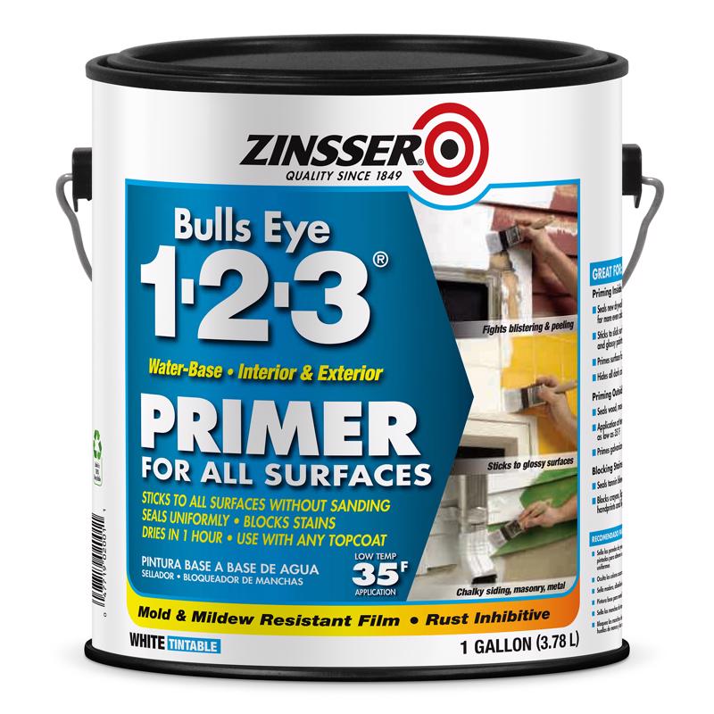 ZINSSER - Zinsser Bulls Eye 123 White Water-Based Styrenated Acrylic Primer and Sealer 1 gal - Case of 4