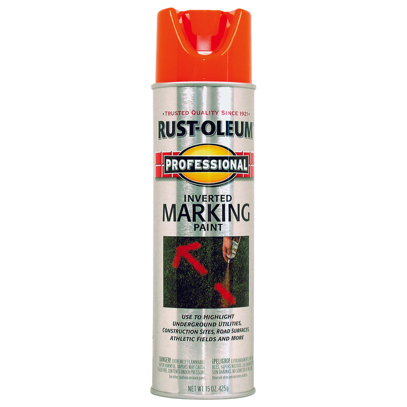 RUST-OLEUM - Rust-Oleum Professional Fluorescent Orange Inverted Marking Paint 15 oz - Case of 6