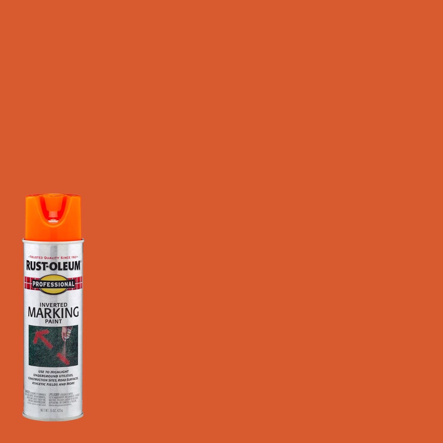Rust-Oleum Professional Fluorescent Orange Inverted Marking Paint 15 oz - Case of 6