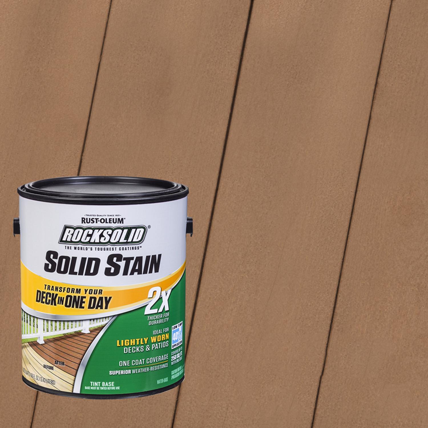 Rust-Oleum RockSolid 2X Solid Tintable Tint Base Water-Based Acrylic Stain 1 gal - Case of 2