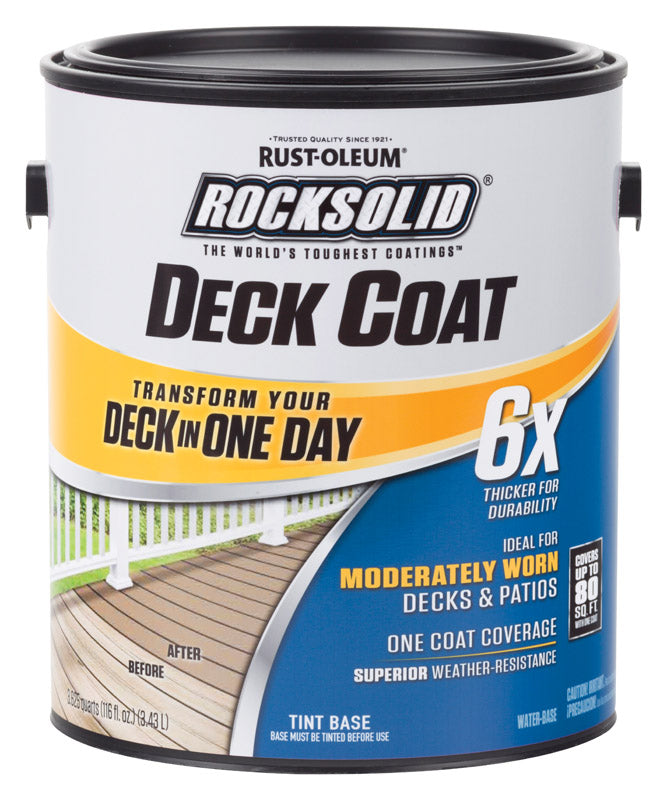 ROCKSOLID - Rust-Oleum RockSolid 6X Deck Coat Solid Tintable Tint Base Water-Based Acrylic Deck Resurfacer 3.63 - Case of 2