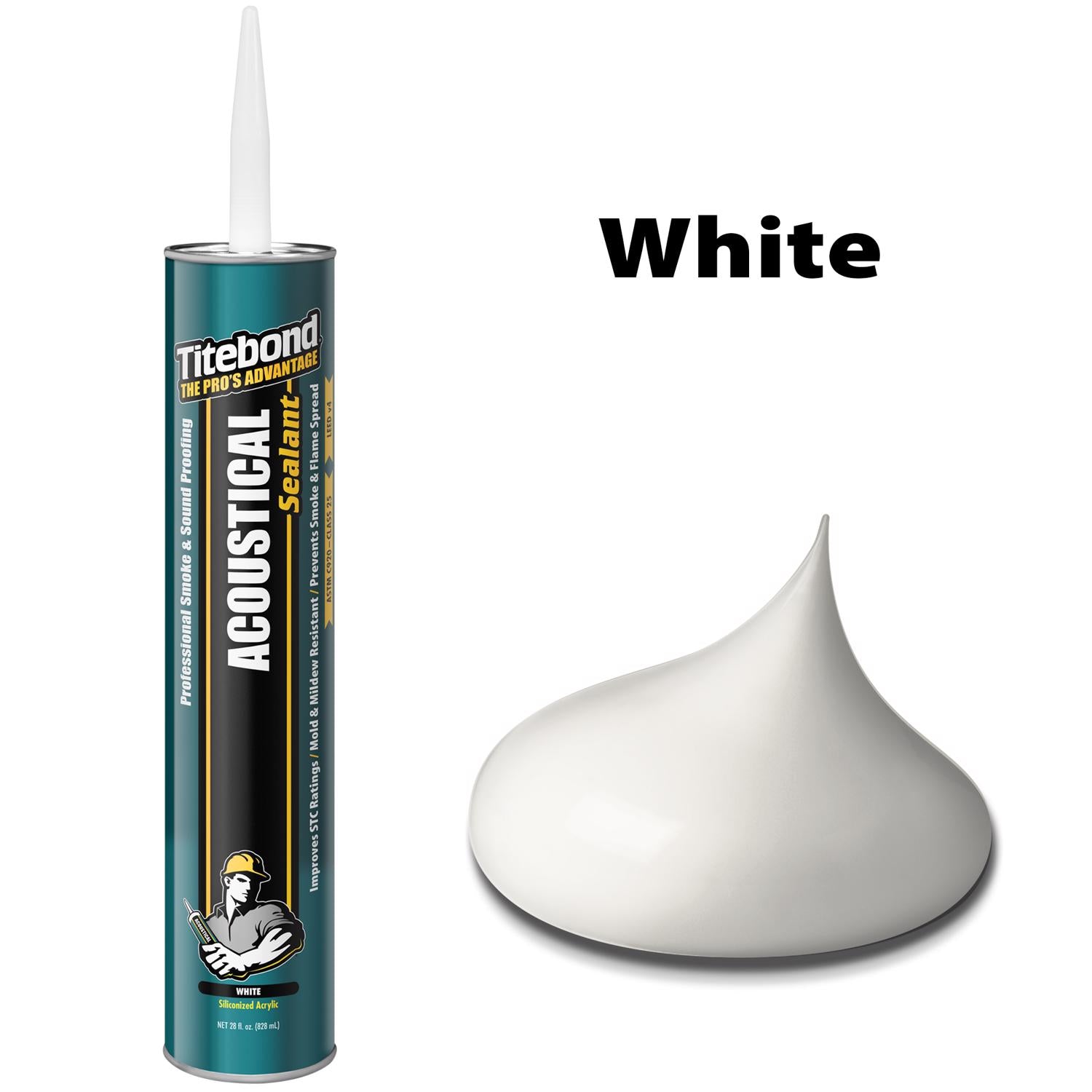 Titebond Acoustical White Elastomeric Silicone Smoke and Sound Sealant 28 oz - Case of 12
