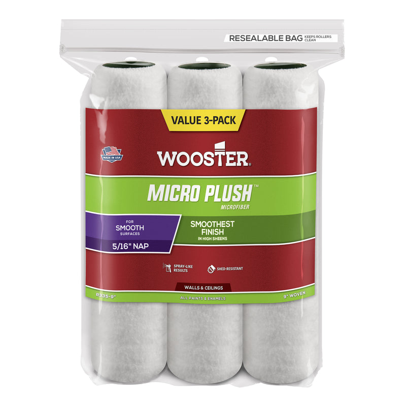 WOOSTER - Wooster Micro Plush Microfiber 9 in. W X 5/16 in. Paint Roller Cover 3 pk