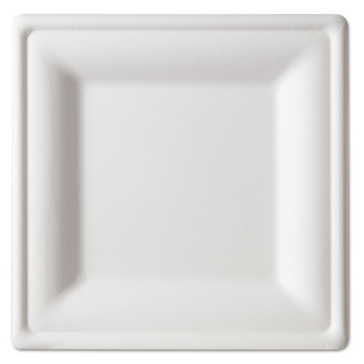 Eco-Products - Renewable and Compostable Square Sugarcane Plates, Large, Natural White, 50/Pack, 5 Packs/Carton