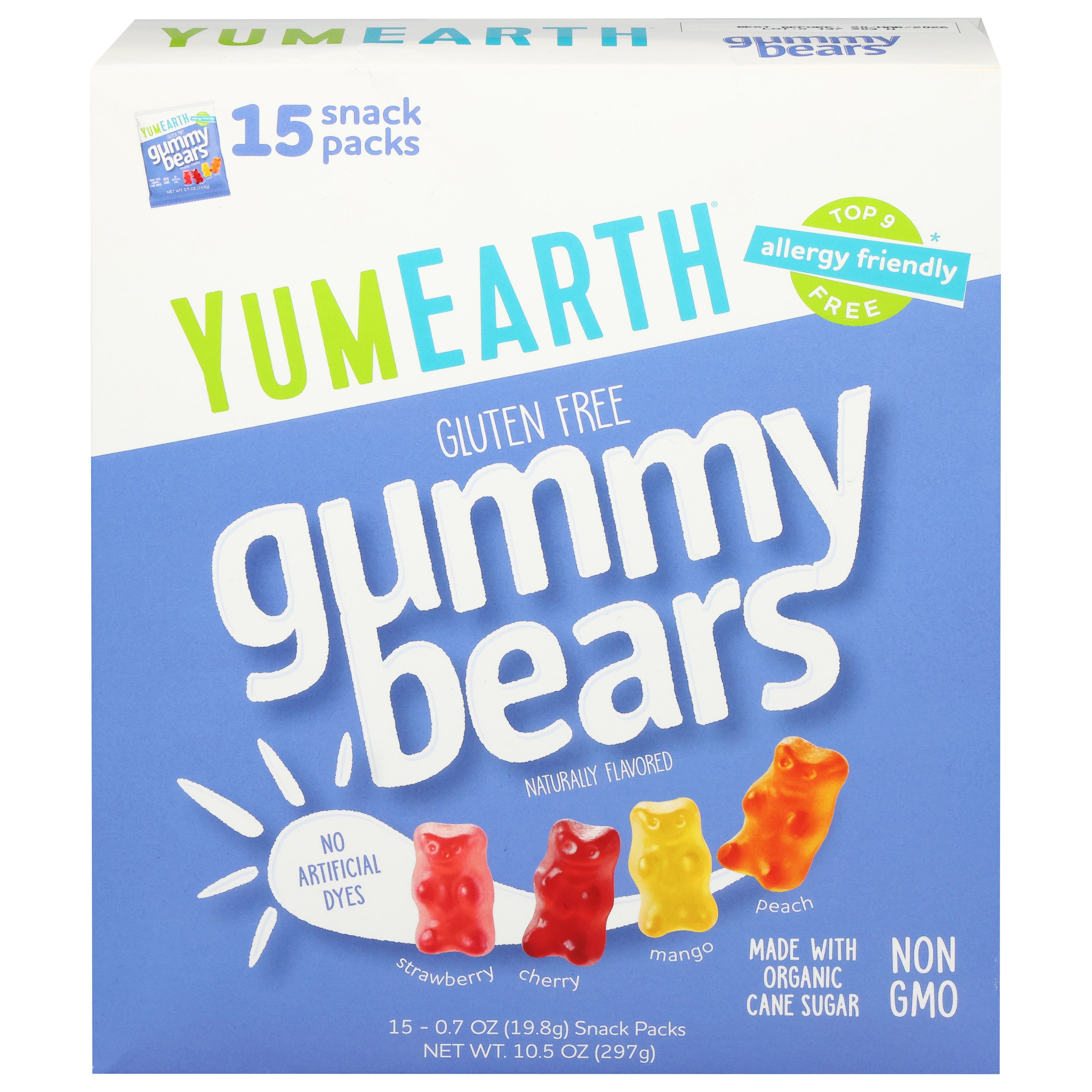 YumEarth Gluten Free Gummy Bears Snack Packs 15 ea - Case of 6