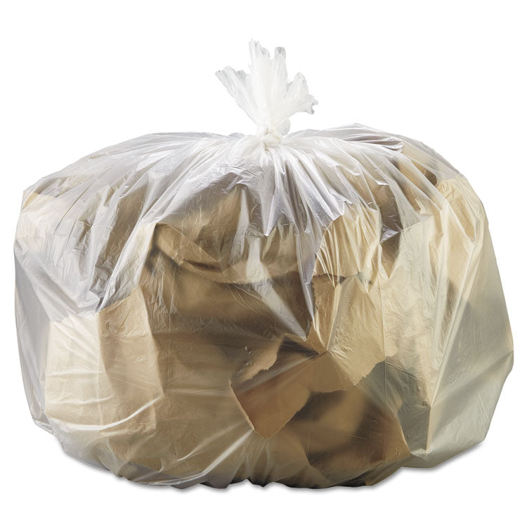 GEN - High Density Can Liners, 33 gal, 13 microns, 33" x 39", Natural, 25 Bags/Roll, 10 Rolls/Carton