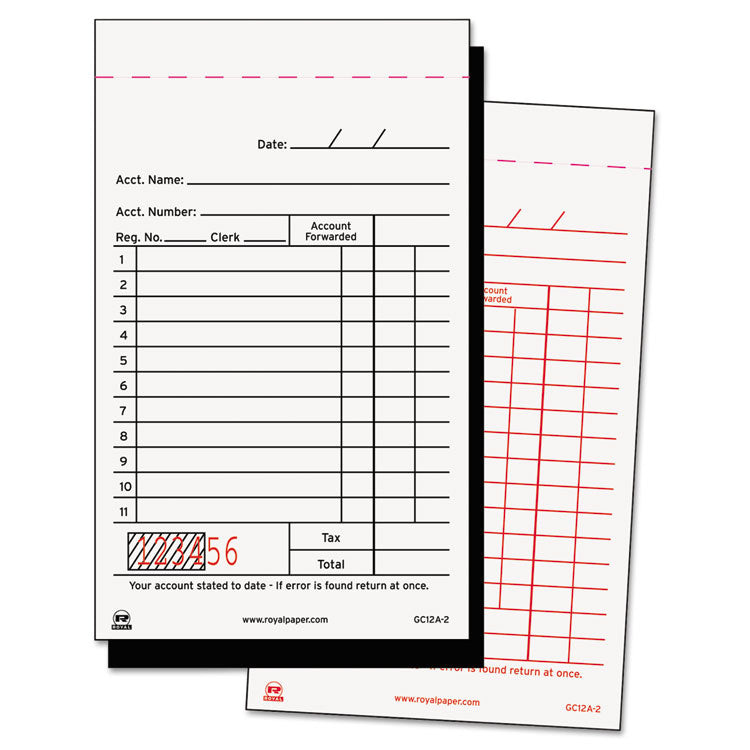 AmerCareRoyal - Sales Receipt Book, Two-Part Carbon, 3.25 x 5.6, 1/Page, 50 Forms/Book, 100 Books/Carton