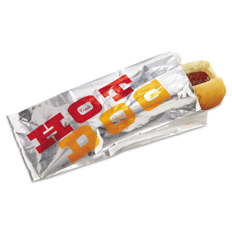 Bagcraft - Foil Single-Serve Bags, 3.5" x 8.5", White/"Hot Dog", 1,000/Carton