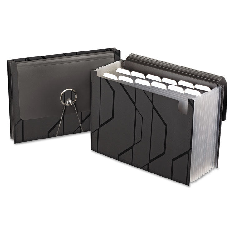 Pendaflex - Sliding Cover Expanding File, 4" Expansion, 13 Sections, Cord/Hook Closure, 1/6-Cut Tabs, Letter Size, Black