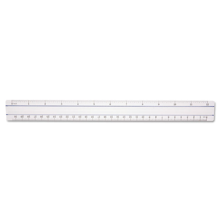 Westcott - 12" Magnifying Ruler, Standard/Metric, Plastic, Clear