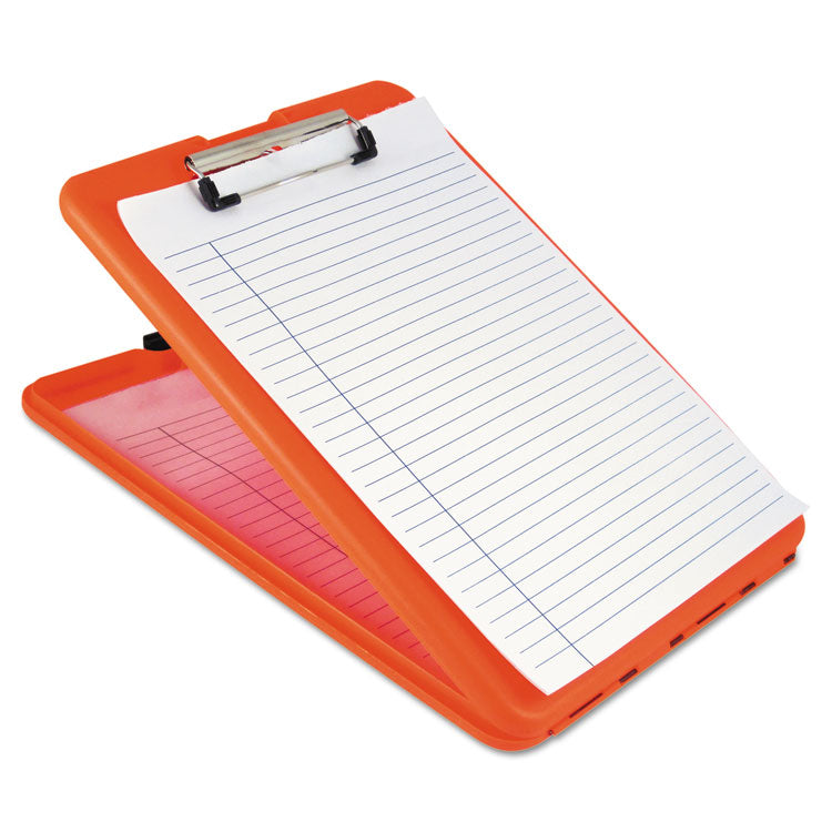Saunders - SlimMate Storage Clipboard, 0.5" Clip Capacity, Holds 8.5 x 11 Sheets, Hi-Vis Orange