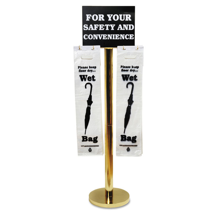 Tatco - Wet Umbrella Bag Stand, 16w x 12d x 54.5h, Brass/Black/White