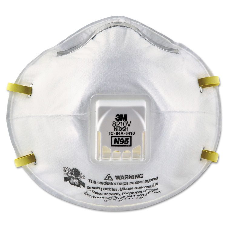 3M - Particulate Respirator 8210V, N95, Cool Flow Valve, 10/Box