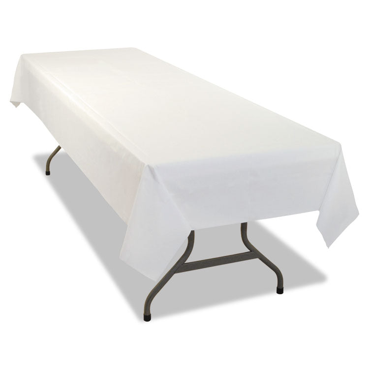 Tablemate - Table Set Rectangular Table Covers, Heavyweight Plastic, 54" x 108", White, 24/Carton