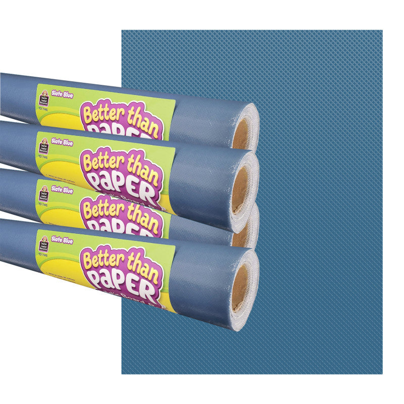 TEACHER CREATED RESOURCES - Slate Blue Better Than Paper Bulletin Board Roll, 4' x 12', Pack of 4