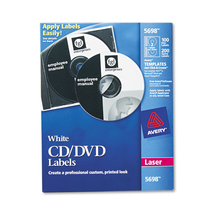 Avery - Laser CD Labels, Matte White, 100/Pack