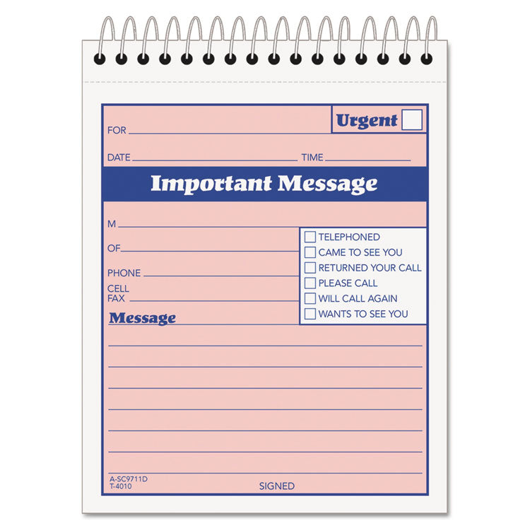 TOPS - Telephone Message Book with Fax/Mobile Section, Two-Part Carbonless, 4.25 x 5.5, 50 Forms Total