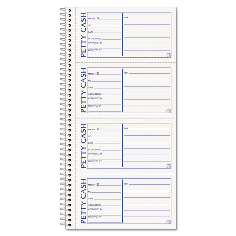 TOPS - Petty Cash Receipt Book, Two-Part Carbonless, 5 x 2.75, 4 Forms/Sheet, 200 Forms Total