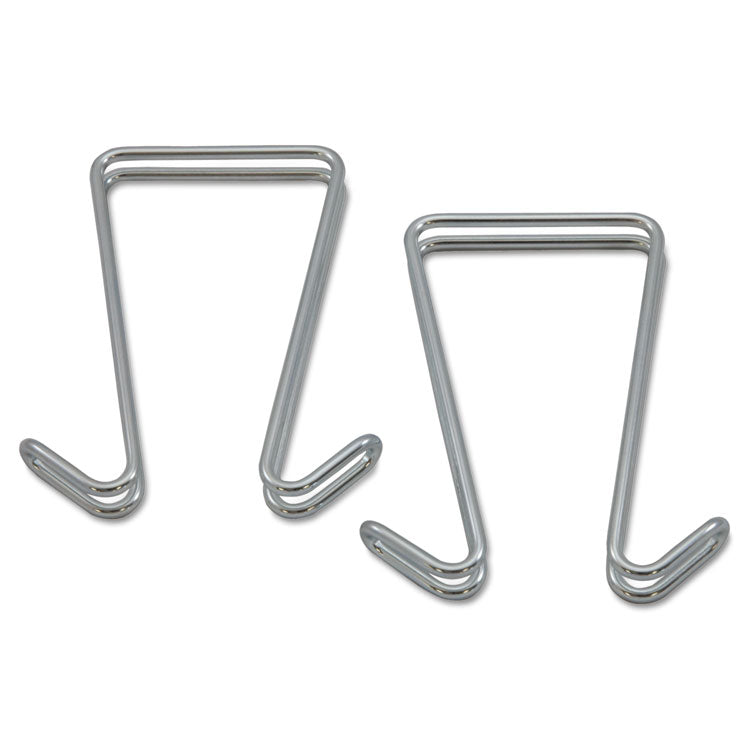 Alera - Double Sided Partition Garment Hook, Steel, 0.5 x 3.38 x 4.75, Over-the-Door/Over-the-Panel Mount, Silver, 2/Pack