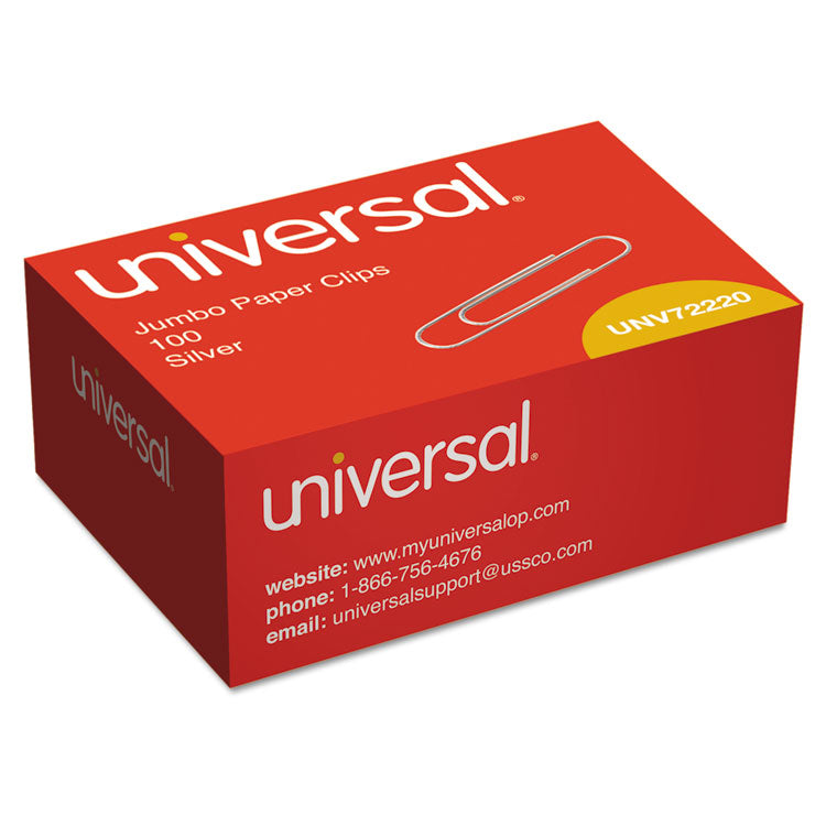 Universal - Paper Clips, Jumbo, Smooth, Silver, 100/Box