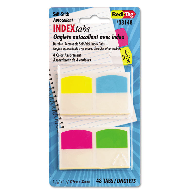Redi-Tag - Write-On Index Tabs, 1/5-Cut, Assorted Colors, 1.06" Wide, 48/Pack