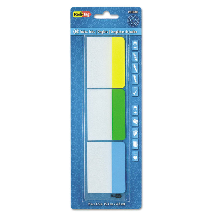 Redi-Tag - Write-On Index Tabs, 1/5-Cut, Assorted Colors, 2" Wide, 30/Pack