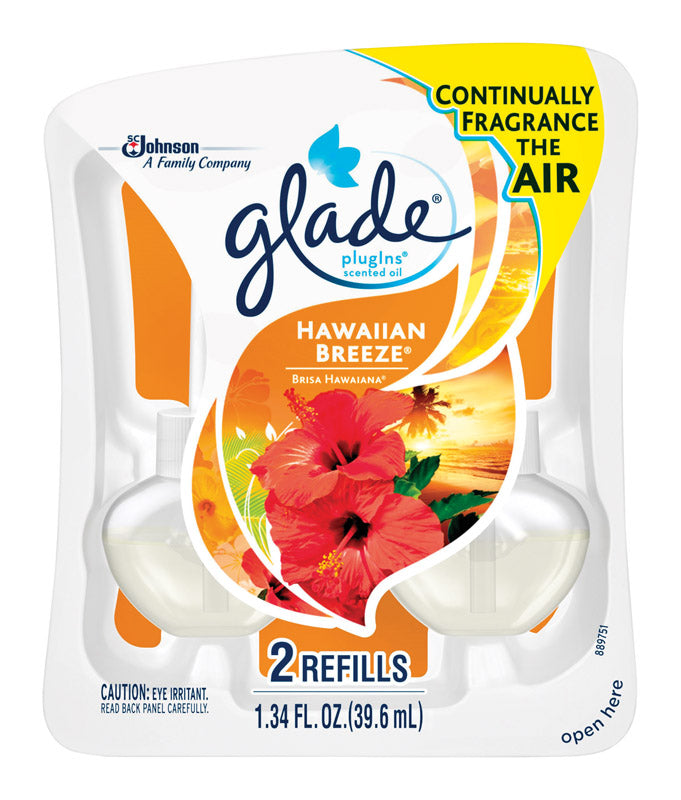 GLADE - Glade Plug-Ins Hawaiian Breeze Scent Air Freshener Oil Refill 1.34 oz Liquid 2 pk - Case of 6