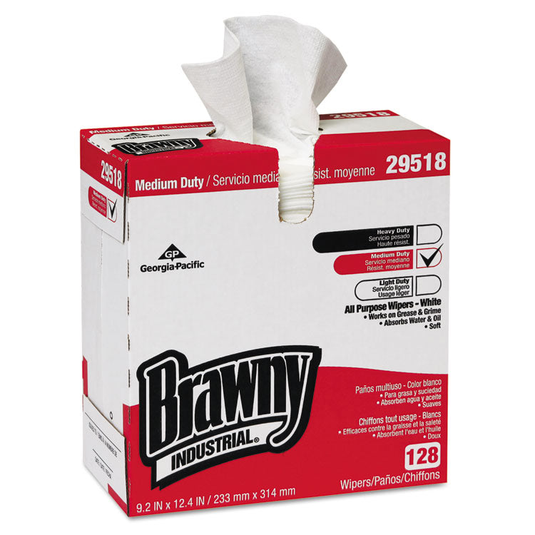 Brawny Professional - Airlaid Medium Duty Wipers, Cloth, 9.2 x 12.4, White, 128/Box, 10 Boxes/Carton