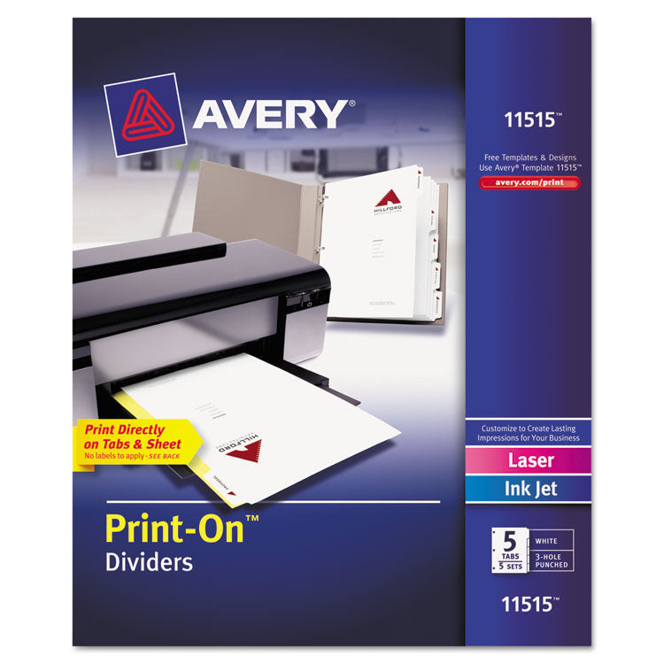 Avery - Customizable Print-On Dividers, 5-Tab, Letter, 5 Sets (9049180)