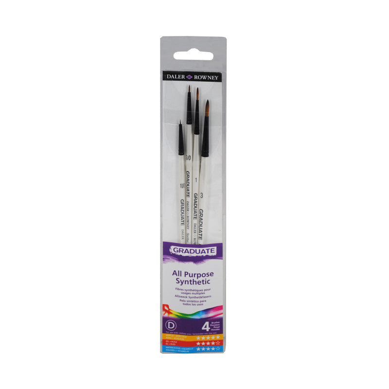 Graduate Detail Brush Set, Synthetic, 4 Pieces
